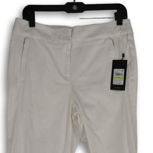 NWT Womens White Flat Front Slash Pocket Straight Leg Dress Pants Size 4 image number 3