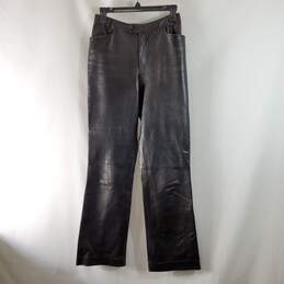 Identify Women Black Leather Jeans Sz 4