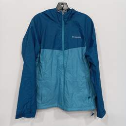 Columbia Blue Hooded Fleece Lined Windbreaker Jacket Size XL