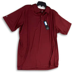 NWT Mens Red Stretch Collared Button Front Classic Polo Shirt Size XL