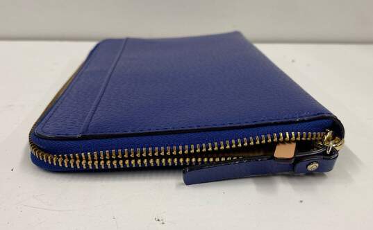 Kate Spade Travel Blue Leather Zip Around Card Organizer Clutch Wallet image number 4