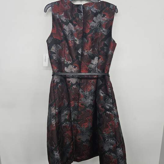 Roz & Ali Red & Silver Floral Sleeveless Dress image number 2
