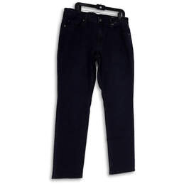Mens Blue Denim Dark Wash Pockets Stretch Straight Leg Jeans Size 36x34