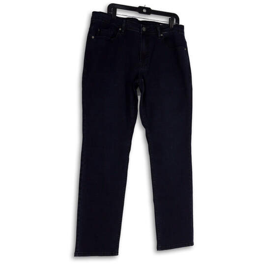 Mens Blue Denim Dark Wash Pockets Stretch Straight Leg Jeans Size 36x34 image number 1
