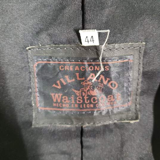 Mens Mid-Length Sleeveless Pockets Button Front Vest Jacket Size 44 image number 4