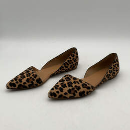 Womens Brown Black Animal Print Pointed Toe Slip-On Ballet Flats Size 8.5