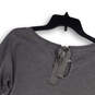 Womens Gray Graphic Print Lace Hem 3/4 Sleeve Back Tie Blouse Top Size XS image number 2