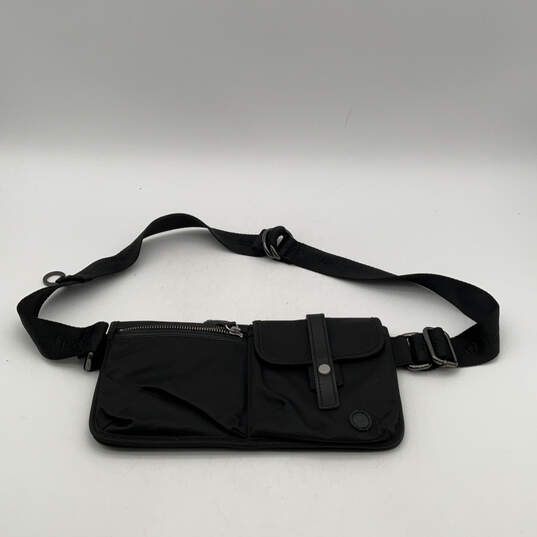 Womens Black Outer Pocket Adjustable Belt Multipurpose Travel Fanny Pack image number 1