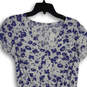NWT Womens Blue White Floral V-Neck Knee Length Blouson Dress Size Medium image number 3