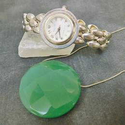 Sterling Silver Ecclissi Watch & Faceted Aventurine Disc Necklace 81.4g