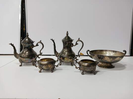 5pc Silver Plated Copper Tea Set image number 2