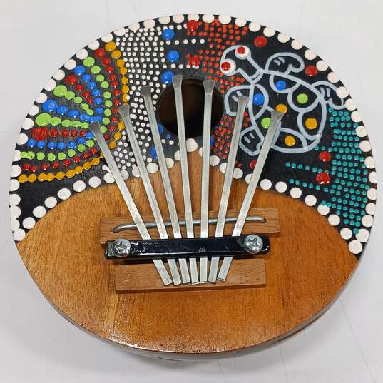 Vintage Hand Painted Coconut Shell Kalimba image number 2