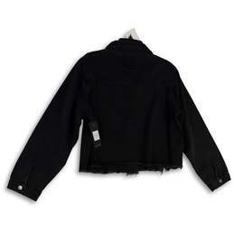 NWT Womens Black Denim Spread Collar Pockets Cropped Jean Jacket Size 3X