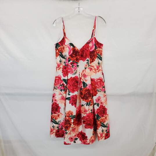Eliza J. Pink Rose Patterned Sweetheart Pleated Sleeveless Dress WM Size 12 NWT image number 1