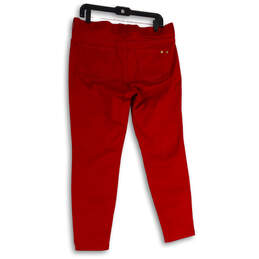 Womens Red Stretch Regular Fit Flat Front Skinny Leg Ankle Pants Size 12 alternative image