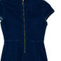 Womens Blue Denim Cap Sleeve Split Neck Back Zip Bodycon Dress Size Small image number 3
