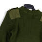 Mens Green Knitted Mock Neck Long Sleeve Patches Pullover Sweater Sz 44 image number 3