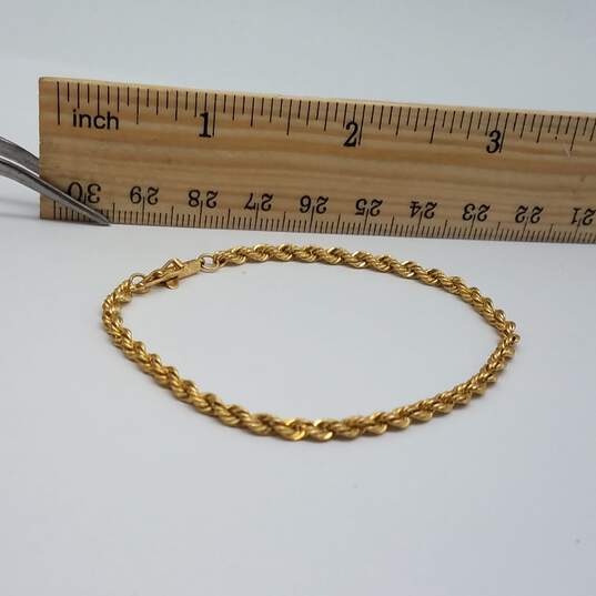 14k Gold 3mm Rope Chain Bracelet 5.2g image number 9