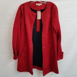 Red faux leather loose fitting snap front jacket XS nwt alternative image