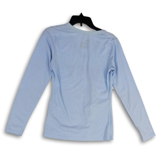 Womens Blue Long Sleeve V-Neck Slim Fit Pullover T-Shirt Size Medium image number 4