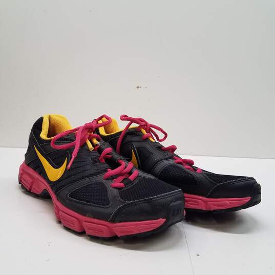 Nike Downshifter 5 Black/Pink/Yellow Athletic Shoes Women's Size 8 image number 3