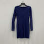 NWT Womens Blue Long Sleeve V-Neck Back Zip Bodycon Dress Size S/P image number 2