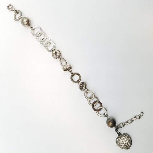 Sterling Silver Crystal Heart Tag Bracelet 16.0g image number 3