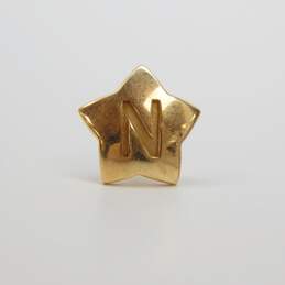 14K Yellow Gold Initial N Star Shape Pin 2.4g