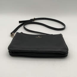 Womens Black Leather Adjustable Strap Inner Divider Zipper Crossbody Bag