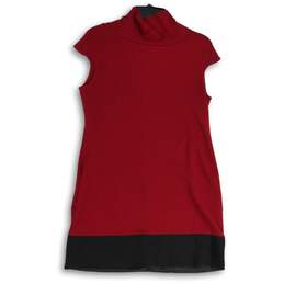 Express Womens Red Black Turtleneck Sleeveless Pullover Mini Dress Size M alternative image