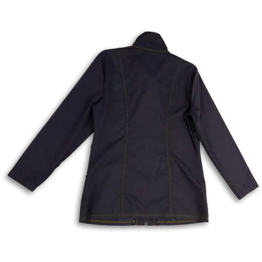 Womens Gray Long Sleeve Mock Neck Pockets Long Full-Zip Jacket Size Medium image number 2