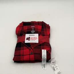 NWT Sonoma Womens Red Black Plaid Button-Up Shirt And Pants Pajama Set