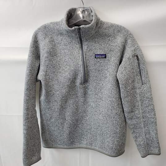 Light Grey Patagonia 1/2 Zip Fleece Sweatshirt Size M image number 1