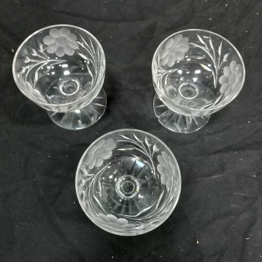 Vintage Trio of Etched Crystal Glasses image number 2