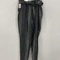 NWT Womens Black Striped Tie Waist High Rise Ankle Pants Size Medium image number 2