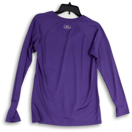 Womens Purple Long Sleeve V-Neck Pullover Activewear T-Shirt Size Medium image number 2