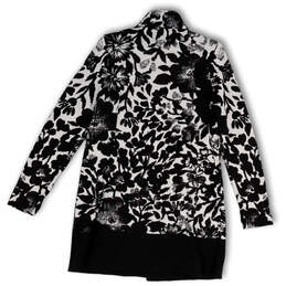 NWT Womens Black White Floral Long Sleeve Pockets Button Front Jacket Sz S alternative image