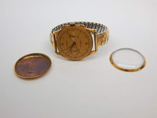 Vintage Chronographe Suisse Swiss Made 18K Yellow Gold Case 17 Jewels Men's Chronograph Watch 57.6g image number 1