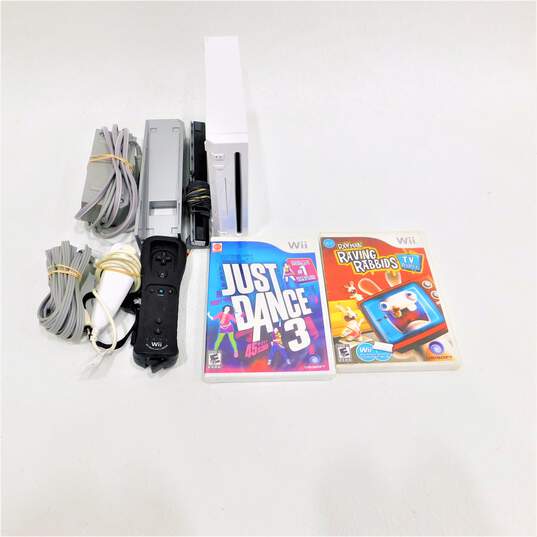 Nintendo Wii W/ Two Games Rayman Raving Rabbids TU Party image number 1