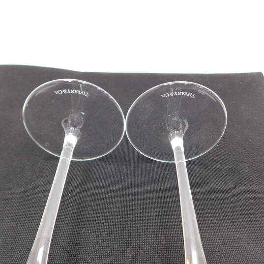 TIFFANY & Co. (2) Two Crystal Long Stem Champagne Flutes Glasses Stemware with COA image number 6