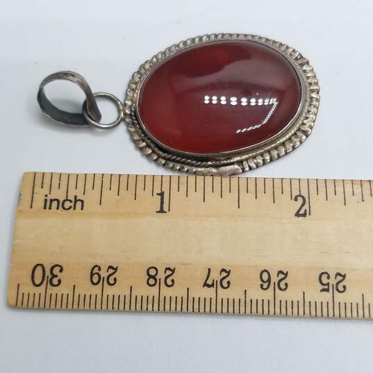 Sterling Silver Carnelian Oval Stone Brooch 14.8g image number 6