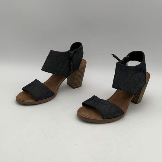 Womens Majorca Cutout Blue Side Zip Block Heel Ankle Strap Sandal Size 8.5 image number 3