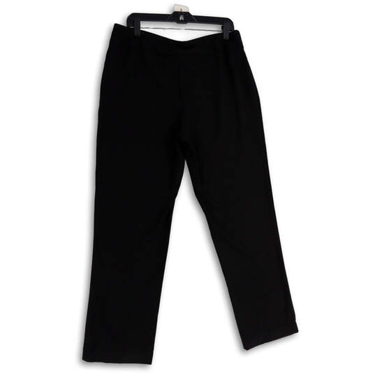 NWT Womens Black Flat Front Elastic Waist Straight Leg Dress Pants Size 14 image number 2