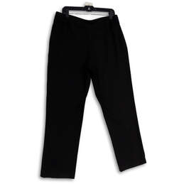 NWT Womens Black Flat Front Elastic Waist Straight Leg Dress Pants Size 14 alternative image