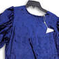 NWT Womens Purple Velvet Puff Sleeve Back Keyhole Sheath Dress Size Large image number 3