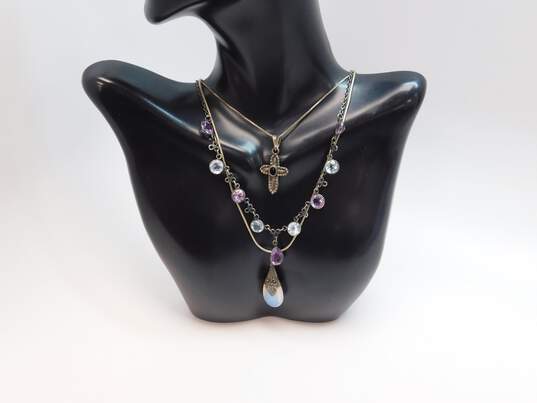 Artisan 925 Amethyst Topaz Onyx Opalite Necklaces 21.5g image number 1