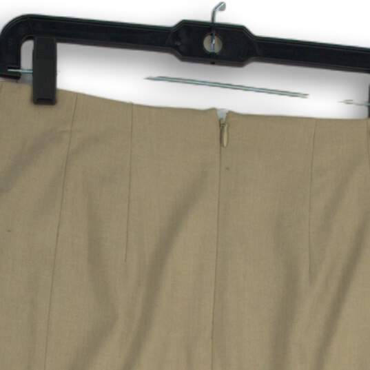 NWT Womens Tan Flat Front Knee Length Back Zip Straight & Pencil Skirt Size 4 image number 4