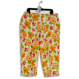 Womens Multicolor Floral Regular Fit Straight Leg Capri Pants Size XL
