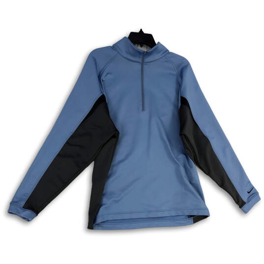 Mens Blue Golf Long Sleeve Mock Neck Quarter Zip Activewear Jacket Size L image number 1