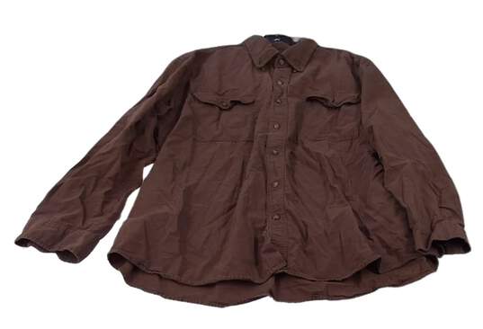 Carhartt Mens Brown Long Sleeve Flap Pocket Button Down Shirt Size XXL image number 3
